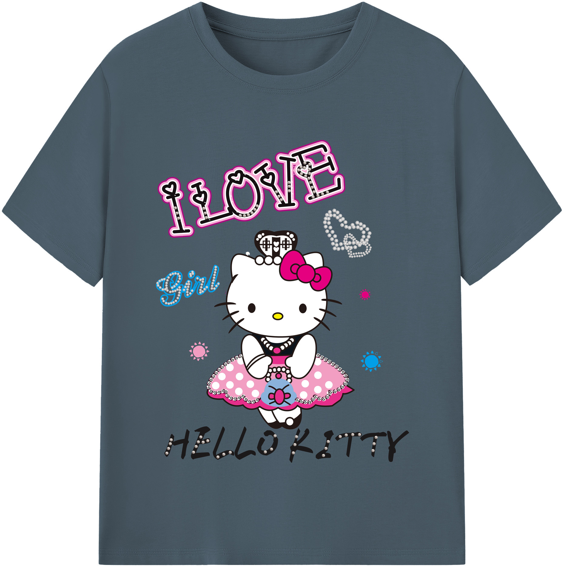 （画像用） Hello Kitty ハローキティ 綿100％半袖Tシャツ（フロントプリント）